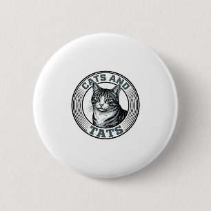 Vintage Cats And Tats Engraving Cat Design_1 6 Cm Round Badge