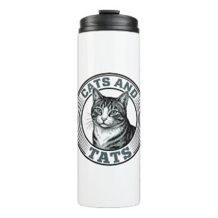 Vintage Cats And Tats Engraving Cat Design_1 Thermal Tumbler