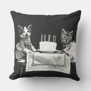 Vintage Cats at a Birthday Party Cushion
