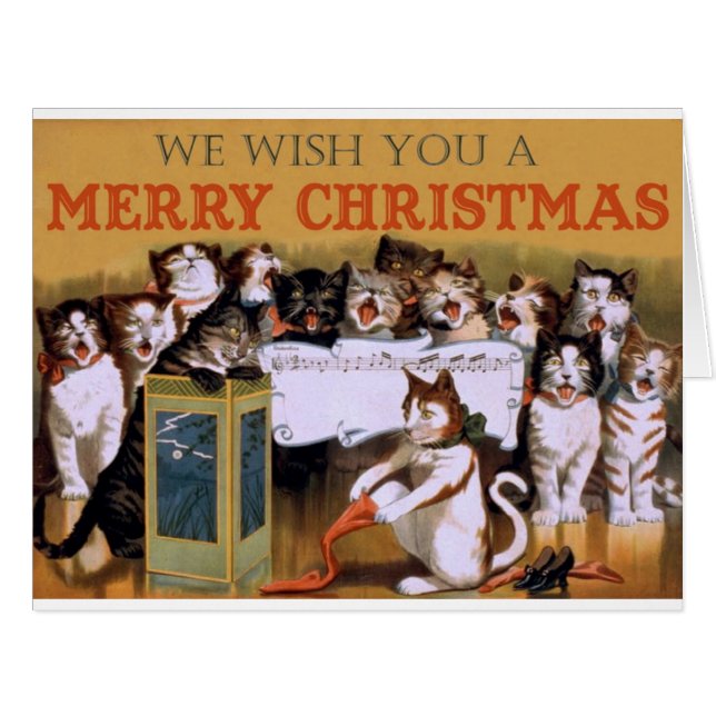 Vintage Cats Christmas Greeting (Front Horizontal)