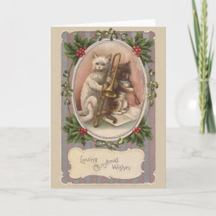 Vintage Cats Christmas Greeting Card