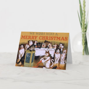 Vintage Cats Christmas Greeting Holiday Card