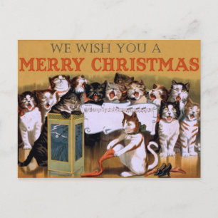 Vintage Cats Christmas Greeting Holiday Postcard