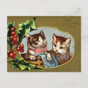 Vintage Cats Christmas Postcard