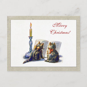 Vintage Cats Christmas Postcard