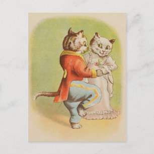 Vintage Cats Dancing Postcard