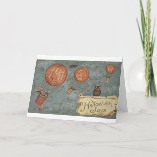 Vintage Cats Halloween Greeting Card