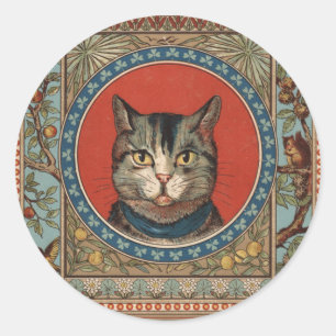 Vintage Cat's Life for Kitty Cat Classic Round Sticker