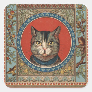 Vintage Cat's Life for Kitty Cat Classic Square Sticker