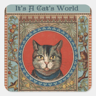 Vintage Cat's Life for Kitty Cat Classic Square Sticker