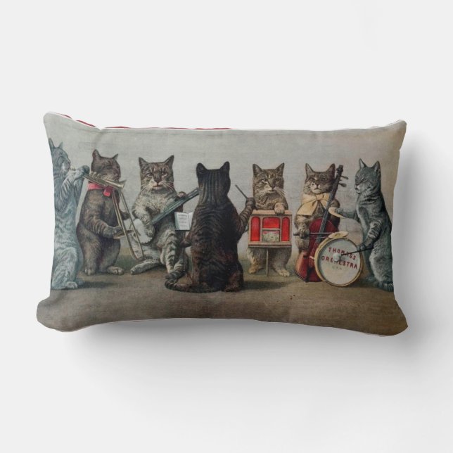 Vintage cats musical entertainment  lumbar cushion (Front)