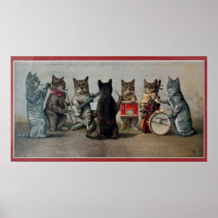 Vintage cats musical entertainment poster