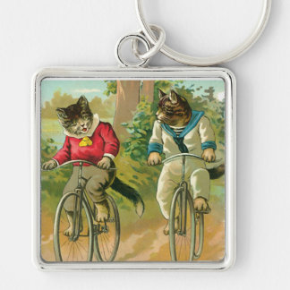 Vintage Cats on Bicycle Key Ring