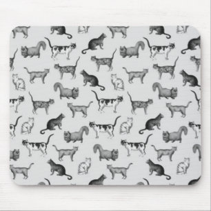 Vintage Cats Pattern Mouse Pad