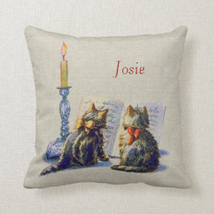 Vintage Cats Personalised Christmas Pillow