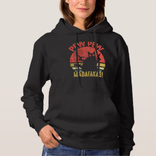 Vintage Cats Pew Pew Madafakas ! Funny Crazy Cat L Hoodie