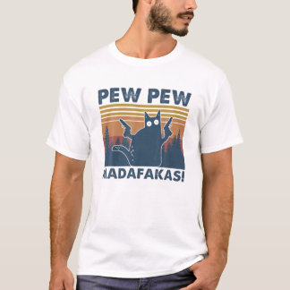 Vintage Cats Pew Pew Madafakas Funny Crazy Cat Lov T-Shirt