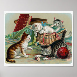 Vintage Cats Poster