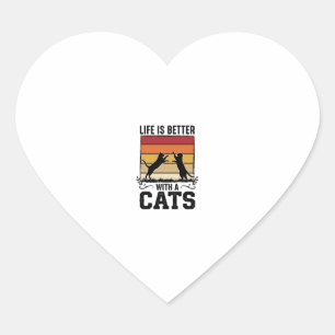 Vintage Cats Quote Retro Sunset Cat Lover Design_1 Heart Sticker