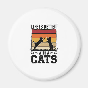 Vintage Cats Quote Retro Sunset Cat Lover Design_1 Magnet