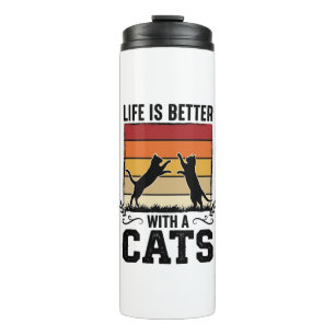 Vintage Cats Quote Retro Sunset Cat Lover Design_1 Thermal Tumbler