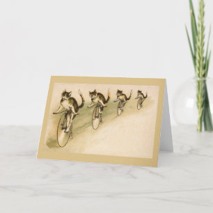 Vintage Cats Riding Bicycles Note Card
