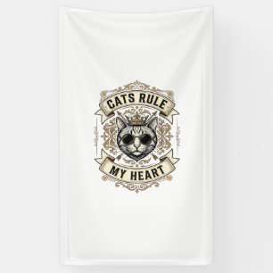 Vintage Cats Rule My Heart Crowned Cat Design_1 Banner
