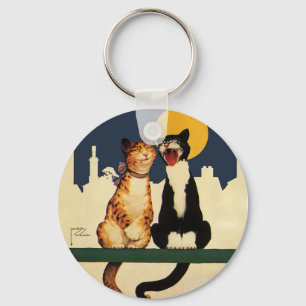 Vintage Cats Singing, Funny and Silly Animals Key Ring