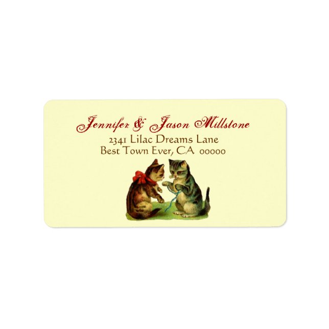 Vintage Cats Wedding Label (Front)