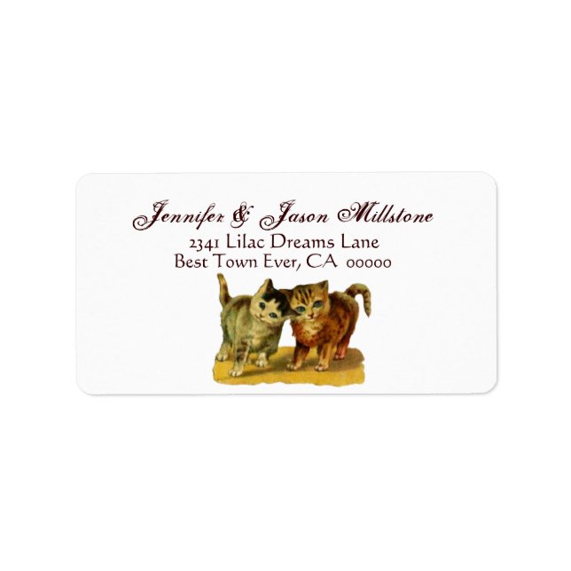 Vintage Cats Wedding Label (Front)