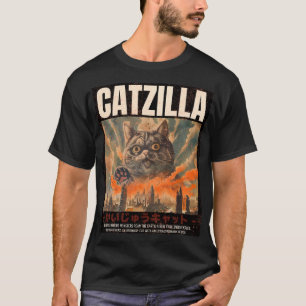 Vintage Catzilla Japanese Anime Parody Cat T-Shirt