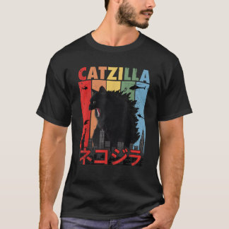 Vintage Catzilla Japanese Funny Cat Gifts For Men T-Shirt