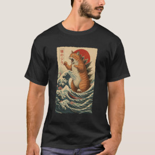 Vintage Catzilla Orange Tabby Cat Lover Funny Japa T-Shirt