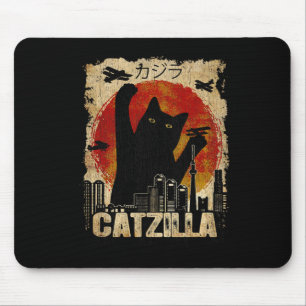 Vintage Catzilla Tee - Funny Kitten And Cat Mouse Pad