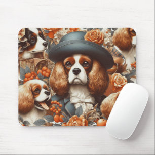 Vintage Cavalier King Charles Spaniel Painting Mouse Pad