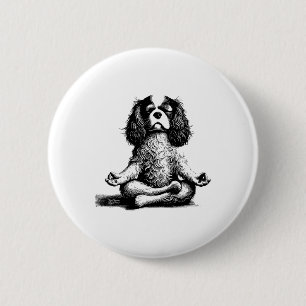 Vintage Cavalier King Charles Spaniel Yoga Dog 6 Cm Round Badge