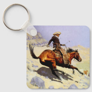 Vintage Cavalry Military, The Cowboy by Remington Key Ring