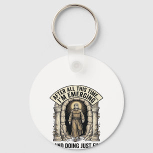 Vintage Cave Humour Engraving Graphic Shirt Design Key Ring