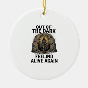 Vintage Cave Revival Engraving Shirt Design_1 Ceramic Ornament