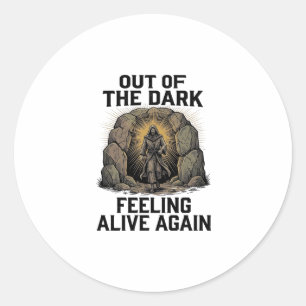 Vintage Cave Revival Engraving Shirt Design_1 Classic Round Sticker