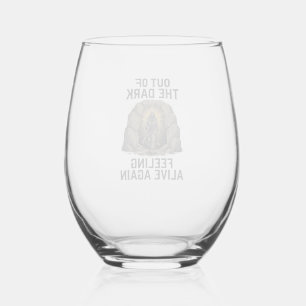 Vintage Cave Revival Engraving Shirt Design_1 Stemless Wine Glass