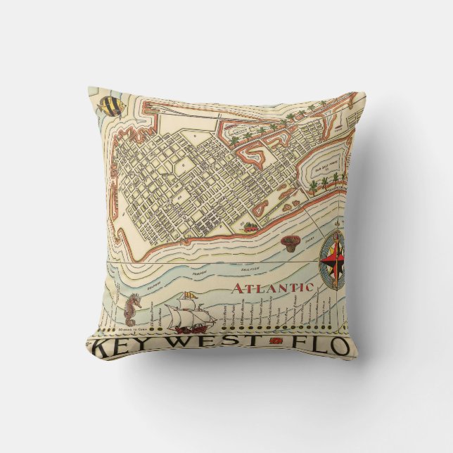 Vintage Cayo Hueso Throw Pillow (Front)