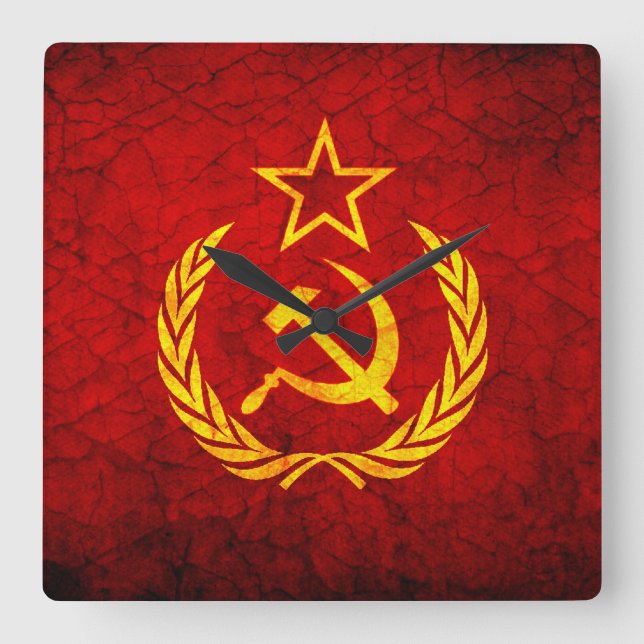 Vintage CCCP flag Square Wall Clock (Front)