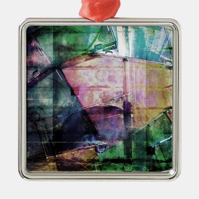 Vintage CD Cases Collage Metal Ornament (Front)