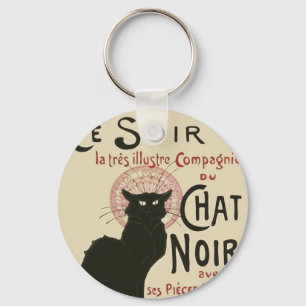 Vintage Ce Soir Le Chat Noir Poster Key Ring