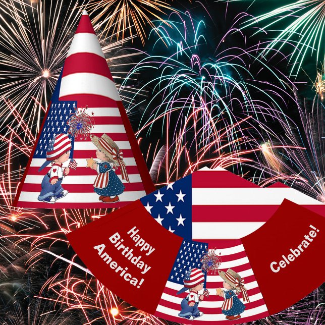 Vintage Celebrate American Flag and Kids Party Hat (Vintage Celebrate American Flag and Kids Party Hat)