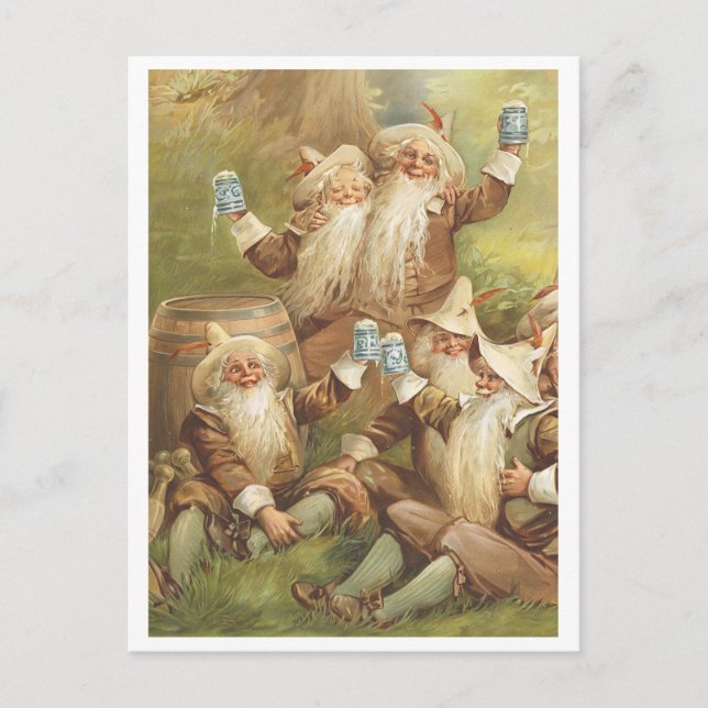 Vintage Celebratory Gnomes Postcard (Front)