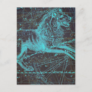 Vintage Celesstial Blue Lion Postcard