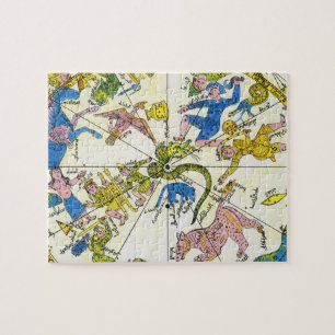 Vintage Celestial, Antique Constellation Stars Map Jigsaw Puzzle