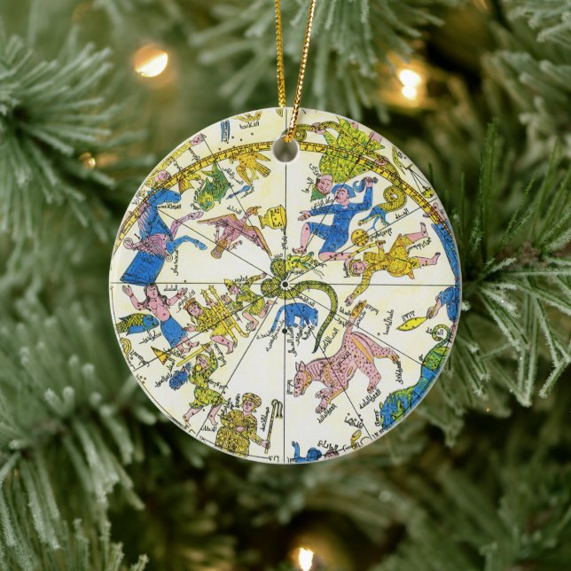 Vintage Celestial, Arabic Sphere, Constellations Ceramic Ornament (Tree)